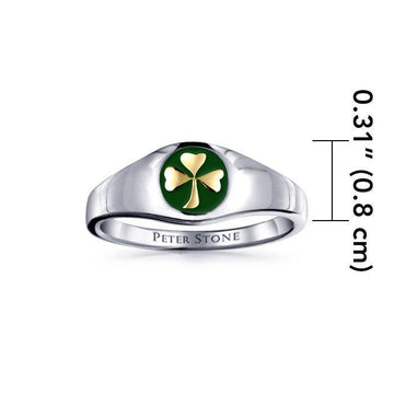Shamrock Sterling Silver with Gold Accent Ring with Green Enamel TRV3686 - Jewelry